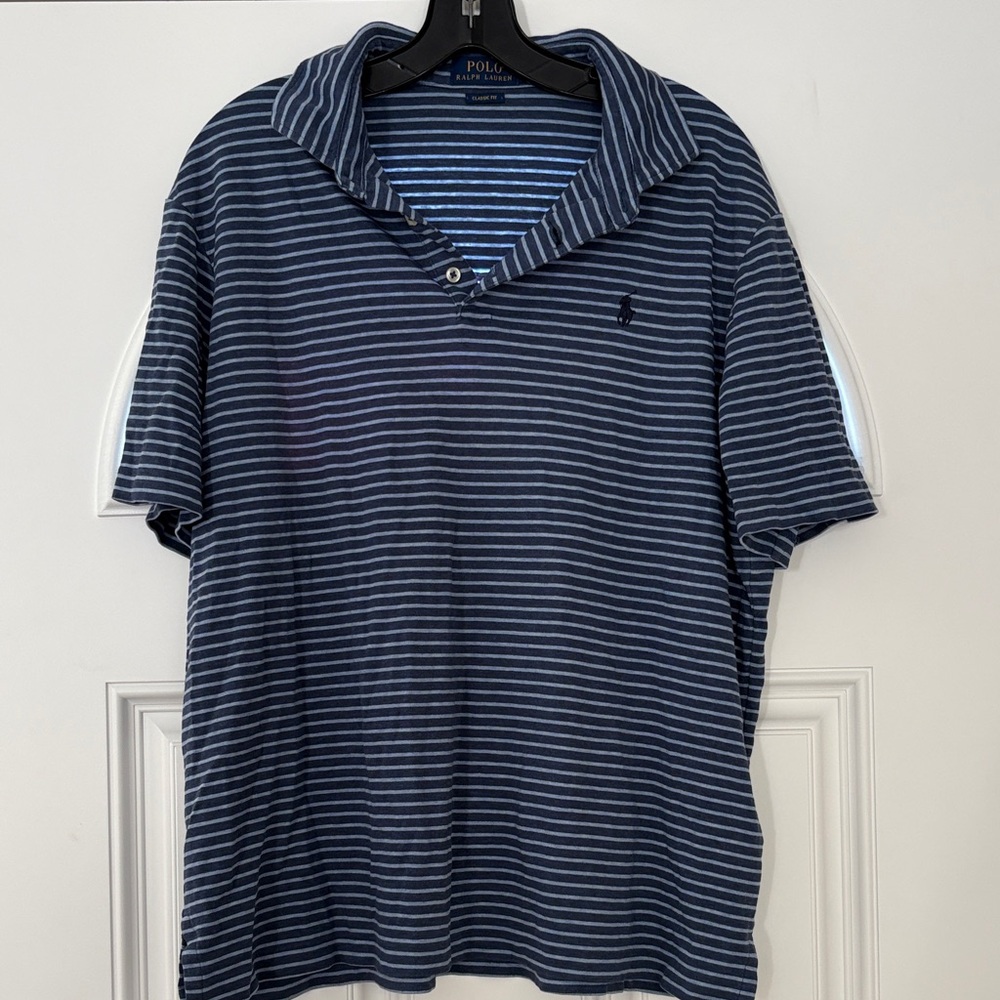 Polo by Ralph Lauren Men's Blue Striped Polo Shirt